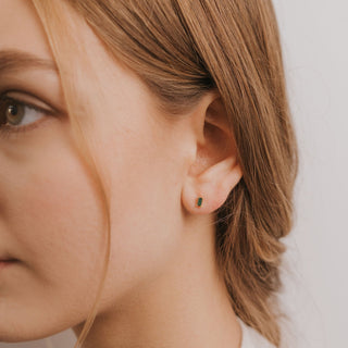 Baguette Green CZ Studs | Gold Vermeil - Anne Sportun Fine Jewellery