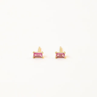 Rose CZ Baguette Studs | Gold Vermeil