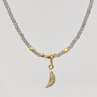 Tiny Crescent Moon Charm with Diamonds - Anne Sportun Fine Jewellery