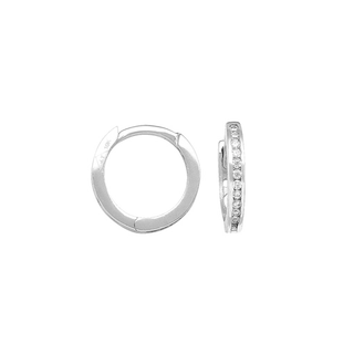 11.8mm CZ Hinge Huggie Hoops | 10k Gold - Anne Sportun Fine Jewellery