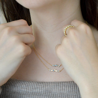 Cascade Diamond And Blue Sapphire Bar Necklace - Anne Sportun Fine Jewellery