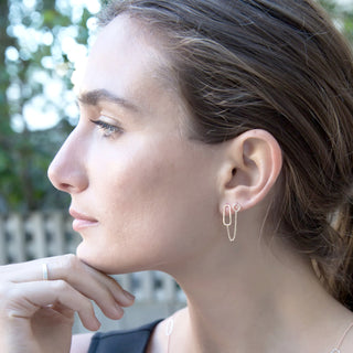 Square, Rectangle & Chain Double Post Earring Single - Final Sale - Anne Sportun Fine Jewellery