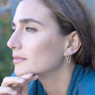 Square, Rectangle & Chain Double Post Earring Single - Final Sale - Anne Sportun Fine Jewellery