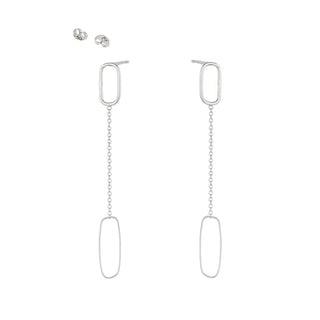 Rectangle & Chain Post Earrings - Final Sale - Anne Sportun Fine Jewellery