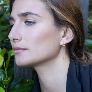 Rectangle & Chain Post Earrings - Final Sale - Anne Sportun Fine Jewellery