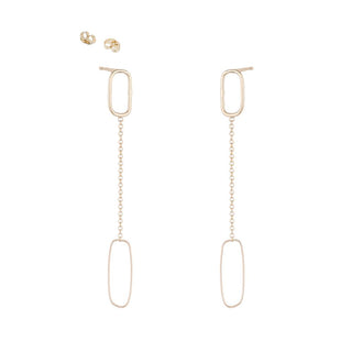 RECTANGLE & CHAIN POST EARRINGS - Anne Sportun Fine Jewellery