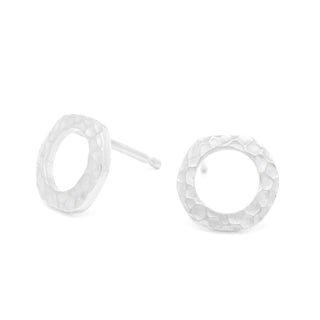 Open Hammered Circle Stud Earring - Anne Sportun Fine Jewellery