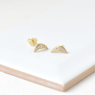 Crescent Flow Stud Diamonds Earrings - Anne Sportun Fine Jewellery