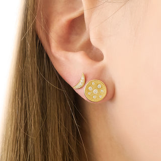 Crescent Flow Stud Diamonds Earrings - Anne Sportun Fine Jewellery