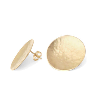 Large Hammered Disc Stud Earrings - Anne Sportun Fine Jewellery