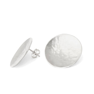 Large Hammered Disc Stud Earrings - Anne Sportun Fine Jewellery