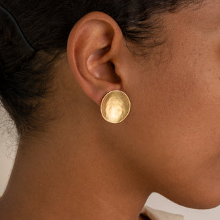 Large Hammered Disc Stud Earrings - Anne Sportun Fine Jewellery