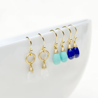Teardrop Moonstone Open Circle Earrings - Anne Sportun Fine Jewellery