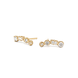 4 Stone Round and Baguette Diamond Climbers - Anne Sportun Fine Jewellery
