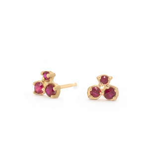Cluster Trio Ruby Earrings - Final Sale