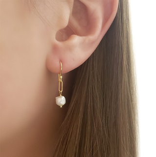 Pearl Nugget Paper Clip Earrings - Anne Sportun Fine Jewellery