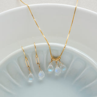 Moonstone Paper Clip Earrings - Anne Sportun Fine Jewellery