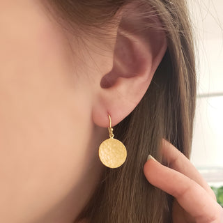 Hammered Disc Coin Drop Earrings - Anne Sportun Fine Jewellery