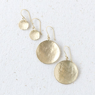 Large Hammered Disc Hook Earrings - Anne Sportun Fine Jewellery
