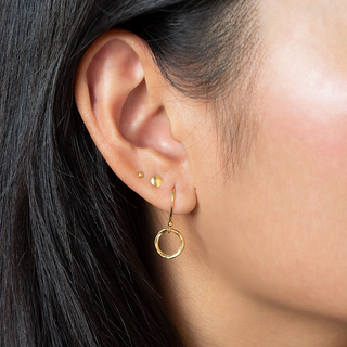 Polished Circle Drop Earrings - Anne Sportun Fine Jewellery
