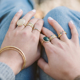 Multi-Colour Gypsy Set Sapphire Band - Anne Sportun Fine Jewellery