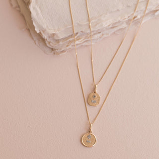 Love Token Square Pendant | 14k & Diamond