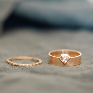14k Shield Diamond Ring - Final Sale - Anne Sportun Fine Jewellery