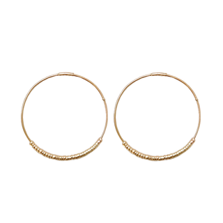 14k Gold Bead Hoops - Anne Sportun Fine Jewellery