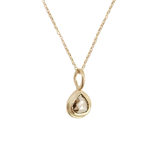 Bezel Rose Cut Pear Diamond Necklace | 14k