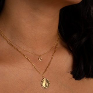 Luna Star Coin Paper Clip Necklace - Anne Sportun Fine Jewellery
