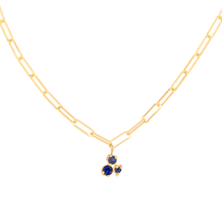 Tiny Sapphire Trio Paper Clip Necklace - Anne Sportun Fine Jewellery