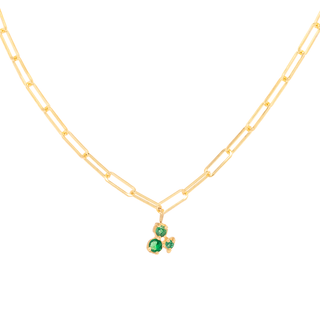 Tiny Emerald Trio Paper Clip Necklace - Anne Sportun Fine Jewellery