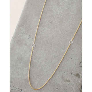 Silver & Gold Delicate Chain & Square Necklace