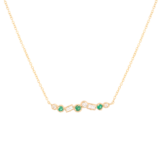 Cascade Diamond And Emerald Bar Necklace - Anne Sportun Fine Jewellery