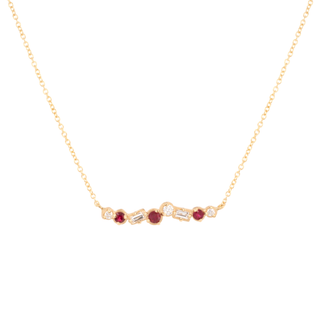 Cascade Diamond And Ruby Bar Necklace - Final Sale