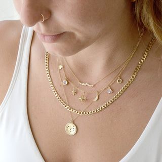 Pave Halo Celestial Sign Necklace - Anne Sportun Fine Jewellery