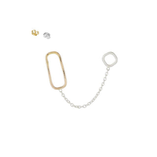 SQUARE, RECTANGLE & CHAIN DOUBLE POST EARRING SINGLE - Anne Sportun Fine Jewellery