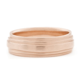 Gold 'Wrap' Level Texture Band 6.4mm - Anne Sportun Fine Jewellery