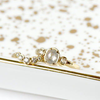 One of a Kind Oval Rosecut Diamond Hammered Ring - Anne Sportun Fine Jewellery