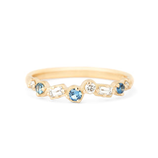 Cascade Baguette and Round Diamond and Blue Sapphire Band - Anne Sportun Fine Jewellery