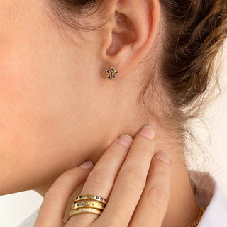 Small Blue Sapphire Flower Cluster Earrings - Anne Sportun Fine Jewellery
