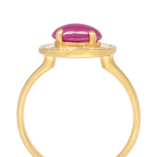 *Limited Edition* Cabochon Oval Ruby Diamond Halo Ring