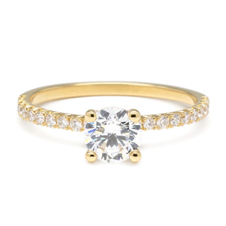 Solitaire Bridal Mount W/ Fishtail Hearts + Arrows Diamond Shoulders - Anne Sportun Fine Jewellery