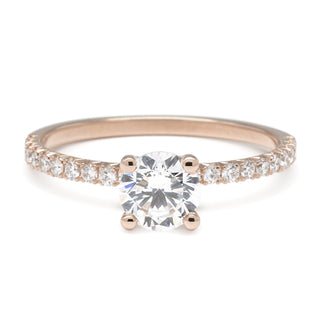 Solitaire Bridal Mount W/ Fishtail Hearts + Arrows Diamond Shoulders - Anne Sportun Fine Jewellery