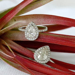 One of a Kind Pear Halo Diamond Ring - Anne Sportun Fine Jewellery