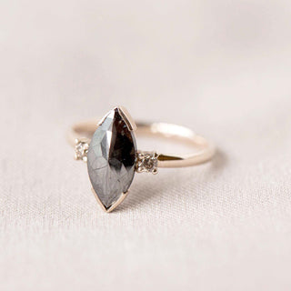 One of a Kind Dark Grey Marquise Diamond Ring - Anne Sportun Fine Jewellery