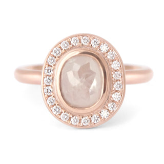One of a Kind Oval White Rosecut Ring