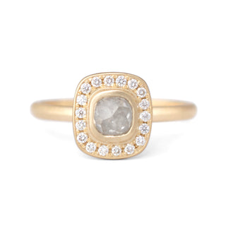 White Raw Rose Cut Diamond Ring