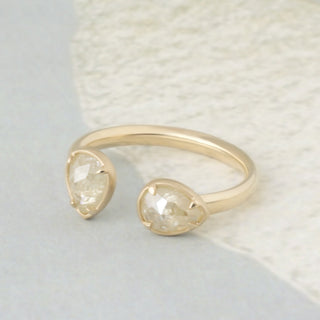 One of a Kind Open Double Raw Yellow Pear Diamond Ring - Anne Sportun Fine Jewellery