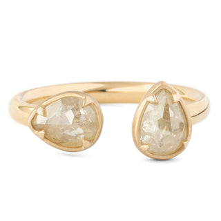 One of a Kind Open Double Raw Yellow Pear Diamond Ring - Anne Sportun Fine Jewellery